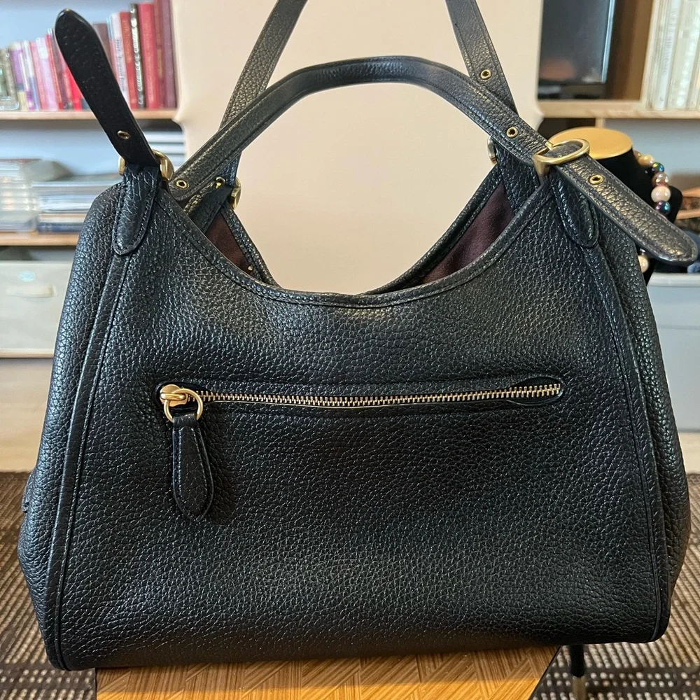 Coach Black and Gold Textured Shoulder Bag - Picture 8 of 13